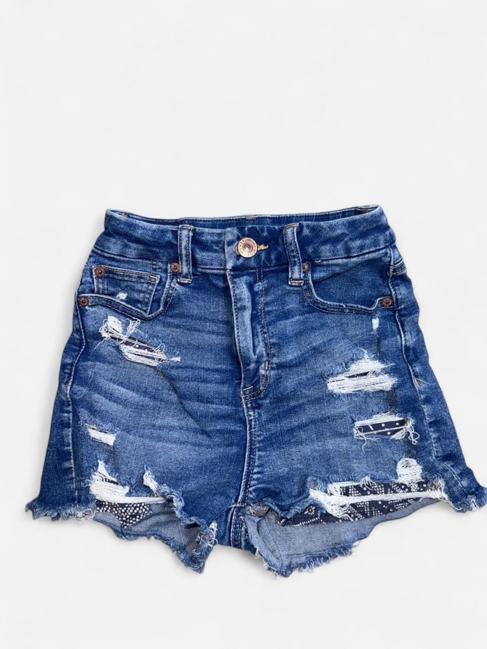 American Eagle Next Level Stretch High-Rise Distressed Denim Shorts Size 00